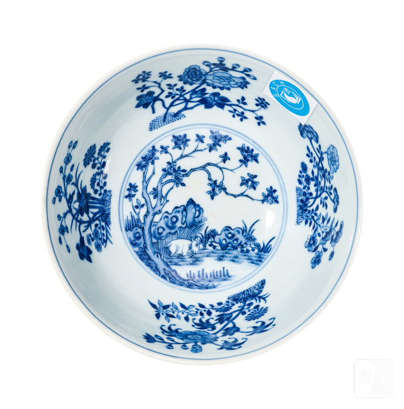 清道光 粉地轧道洋彩开光丹桂飘香纹膳碗 - 图2